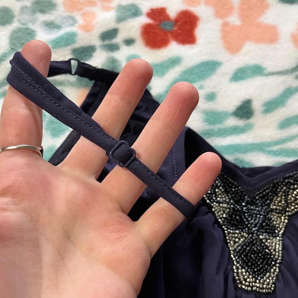 Express Beaded Neck Purple Triangle Dress - Picture 3 of 5
